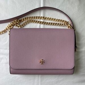 💜 Tory Burch Emerson Chain Wallet Crossbody 💜 Lilac Saffiano Leather